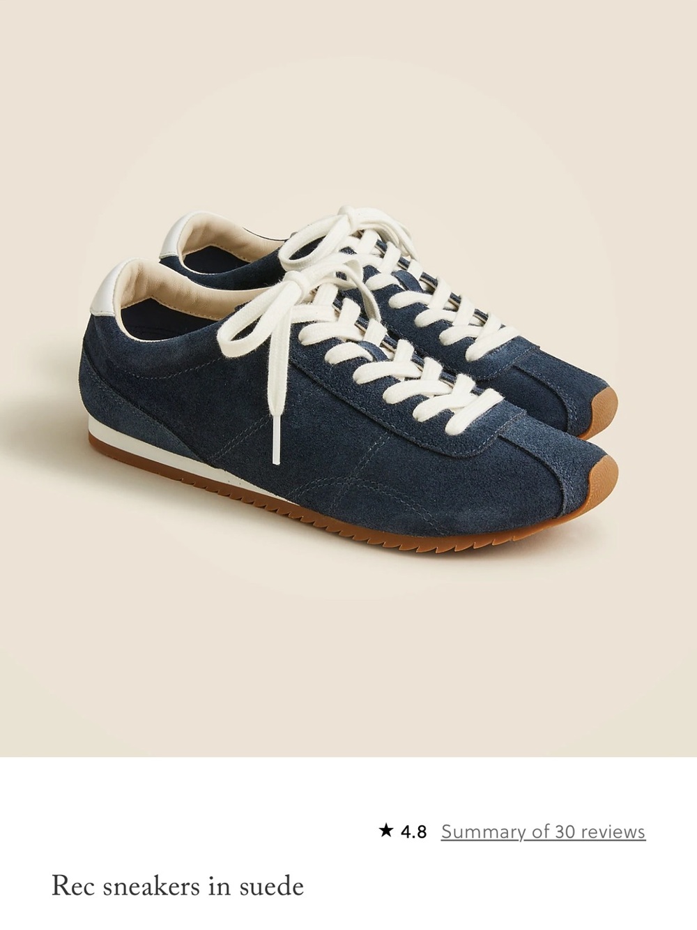 J. Crew Navy Suede Sneakers with White Laces